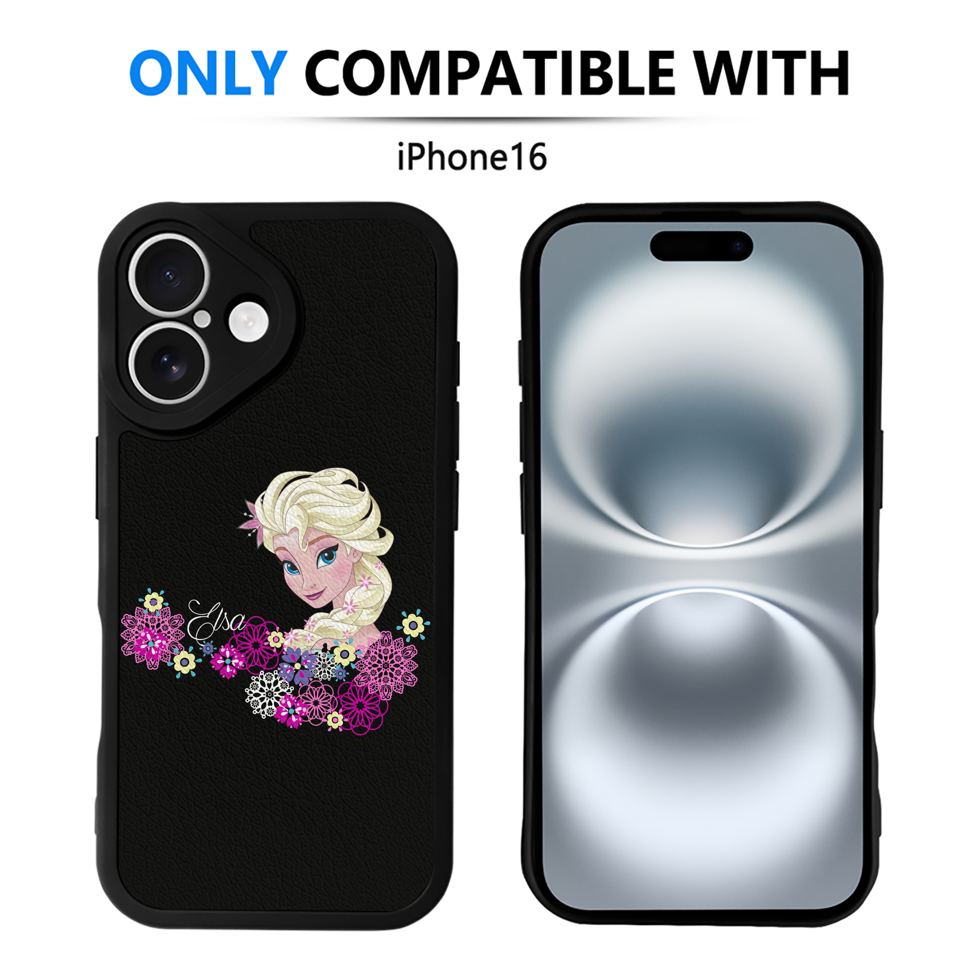 （画像用） アナと雪の女王 アンナ エルサ Frozen Anna Elsa 【iPhone 16シリーズ対応】シリコンスマホケース（レザー調） 材質：シリコン